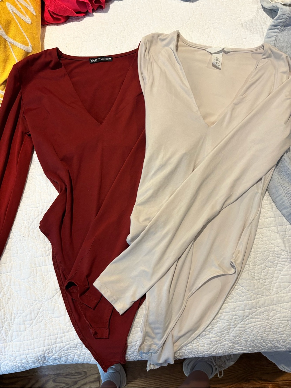Zara/H&M Red and White Long Sleeve Bodysuit